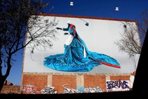 Mary Sibande's Sophie character on Jo'Burg walls